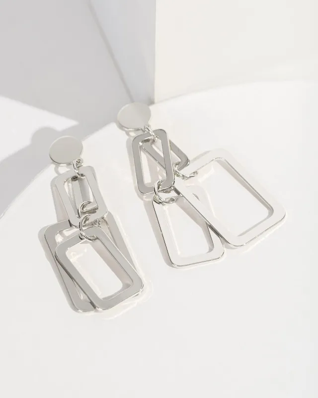 Silver Two Tier Square Stud Earrings sold by Collete Hayman