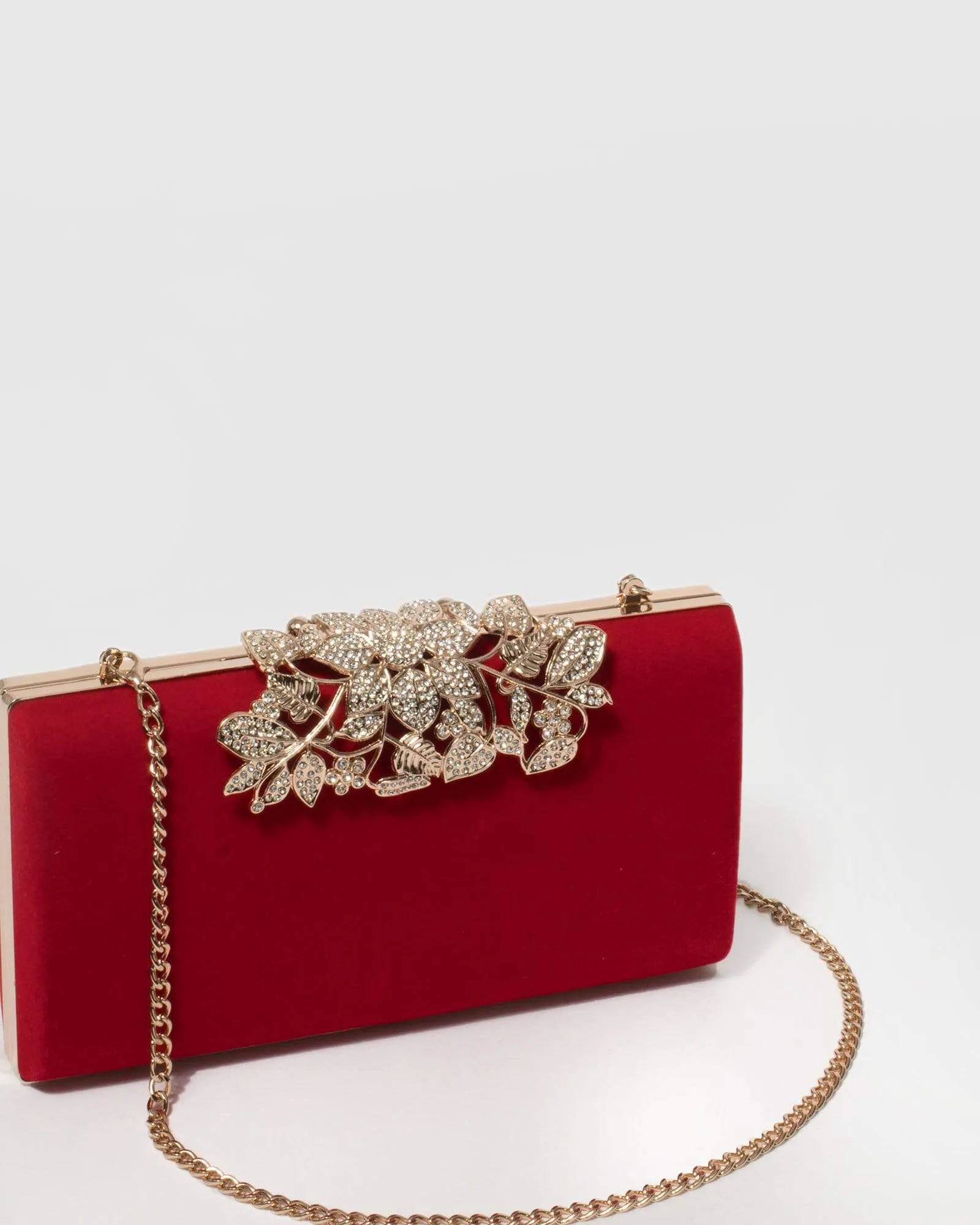 Red Velvet Floral Clip Clutch Bag sold by Collete Hayman product image thumbnail 2