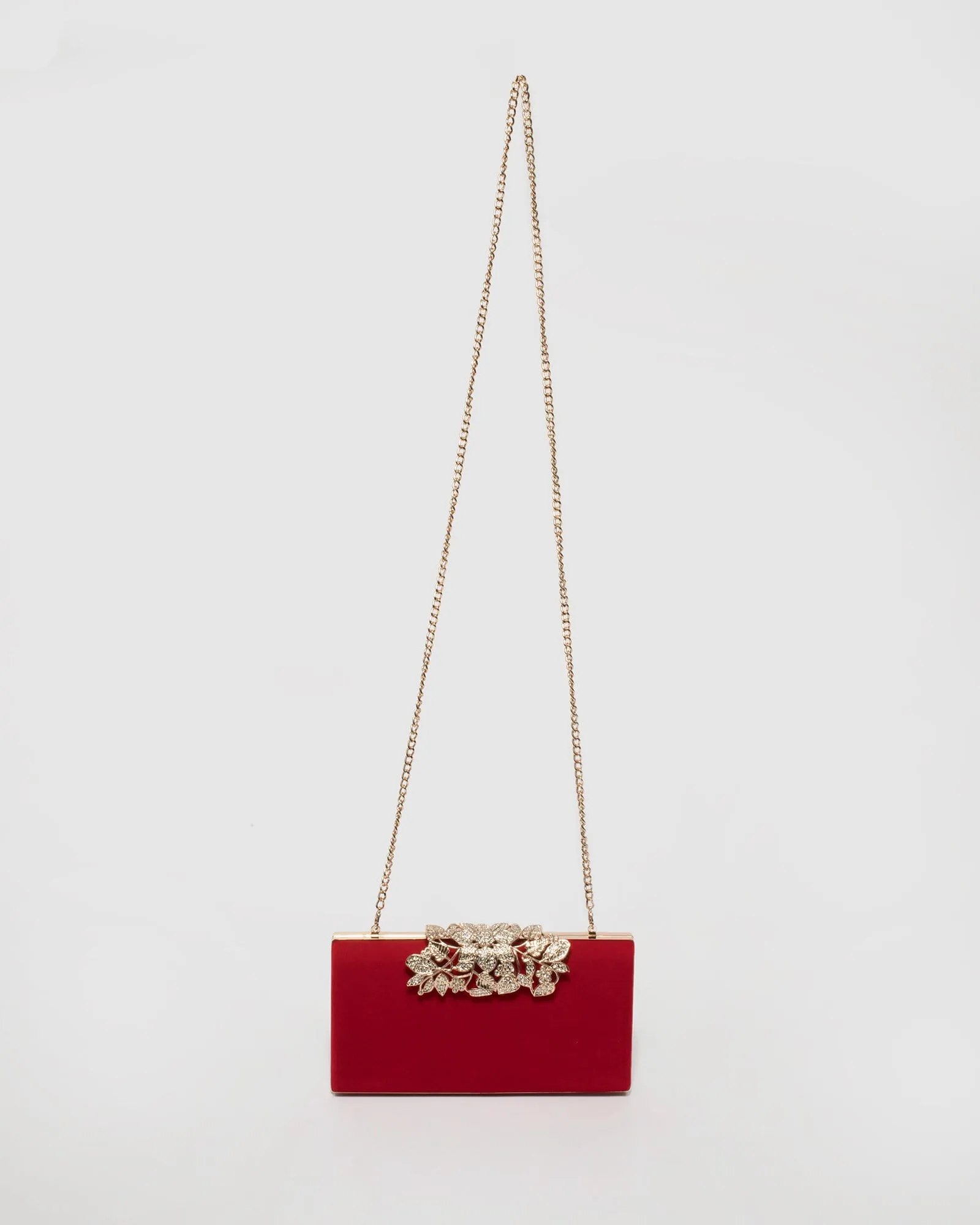 Red Velvet Floral Clip Clutch Bag sold by Collete Hayman product image thumbnail 4