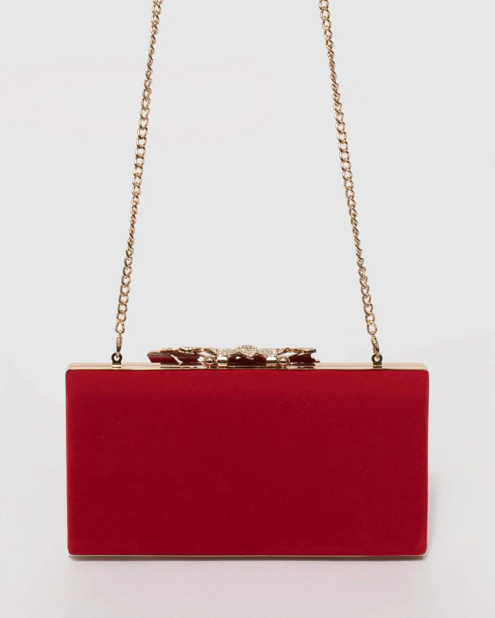 Red Velvet Floral Clip Clutch Bag sold by Collete Hayman product image thumbnail 3