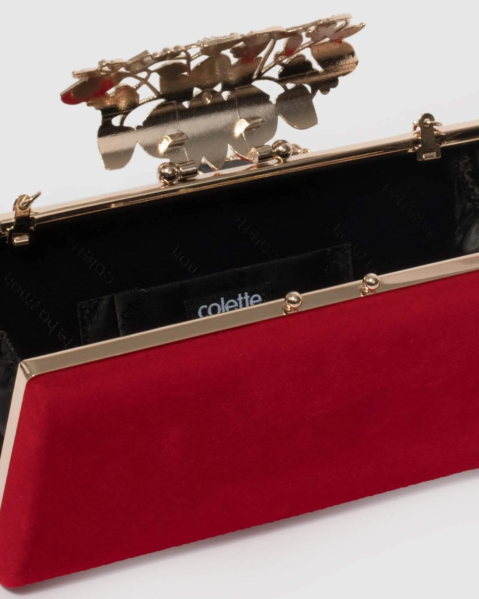 Red Velvet Floral Clip Clutch Bag sold by Collete Hayman product image thumbnail 5