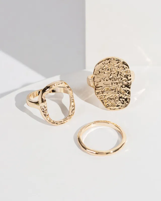 Gold Textured Chunky Rings Pack sold by Collete Hayman