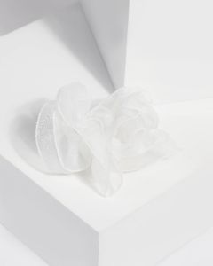 White Lined Organza Scrunchie sold by Collete Hayman