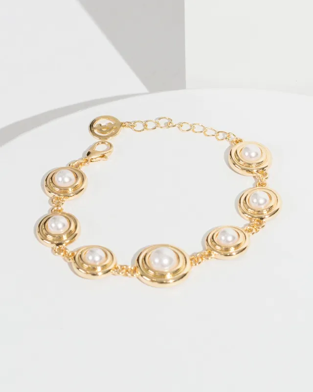 White Pearl Disc Bracelet sold by Collete Hayman