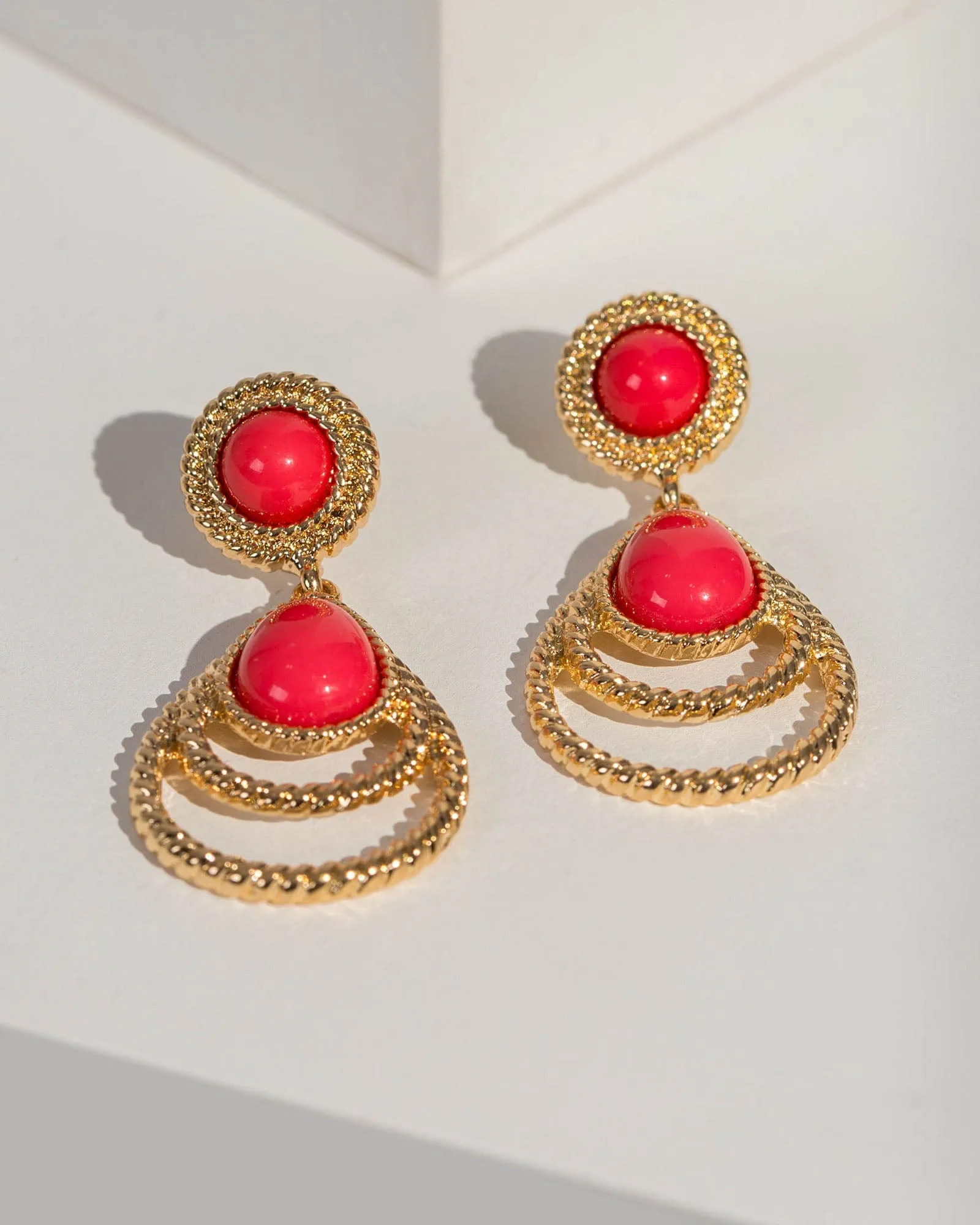Red Three Tier Drop Earrings sold by Collete Hayman