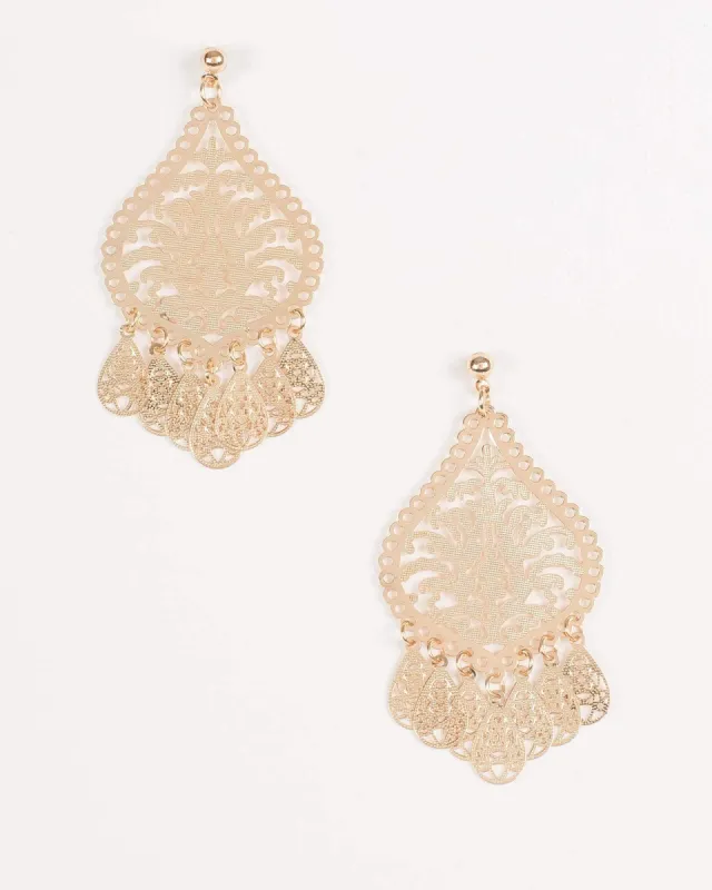 Gold Filigree Teardrop Earrings sold by Collete Hayman