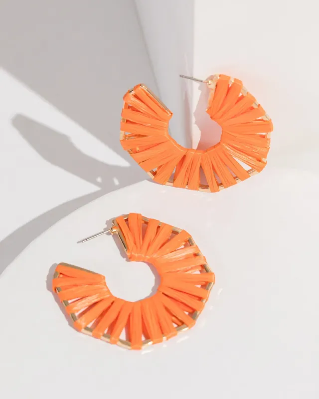 Orange Wrapped Octagon Hoop Earrings sold by Collete Hayman