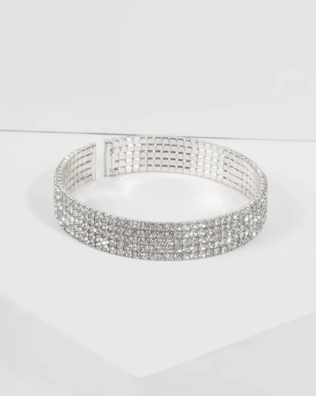 Silver Diamante Chain Flexi Cuff sold by Collete Hayman
