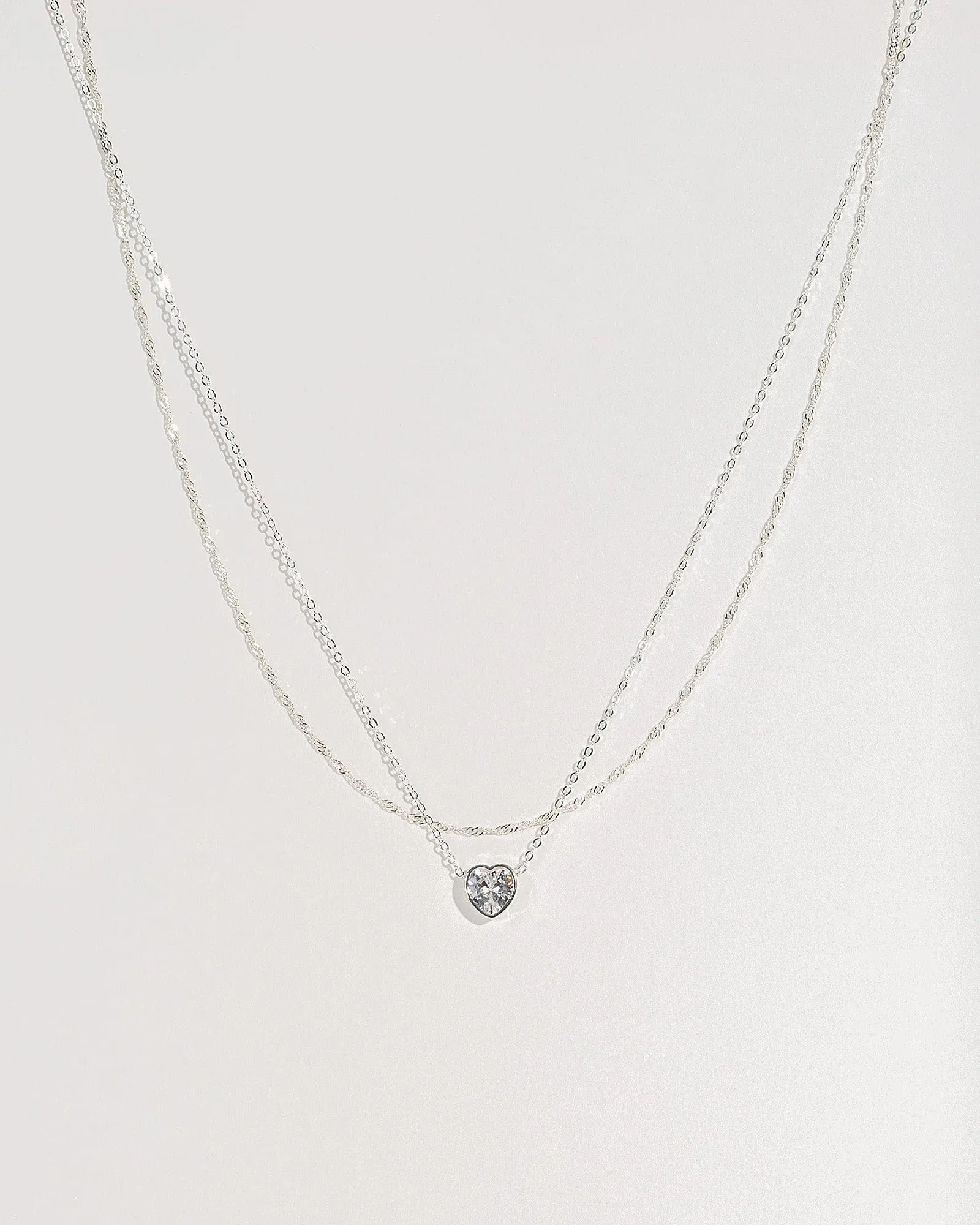 Silver Cubic Zirconia Fine Heart Necklace sold by Collete Hayman product image thumbnail 2