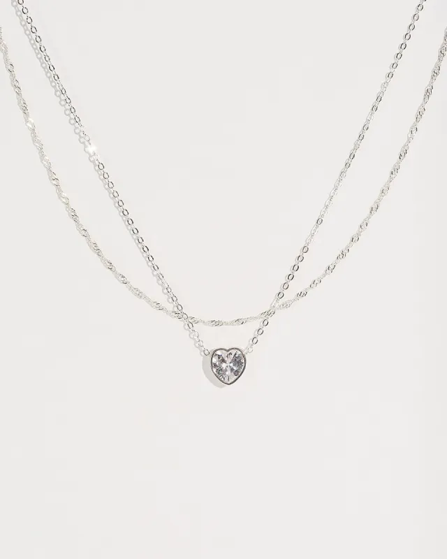 Silver Cubic Zirconia Fine Heart Necklace sold by Collete Hayman