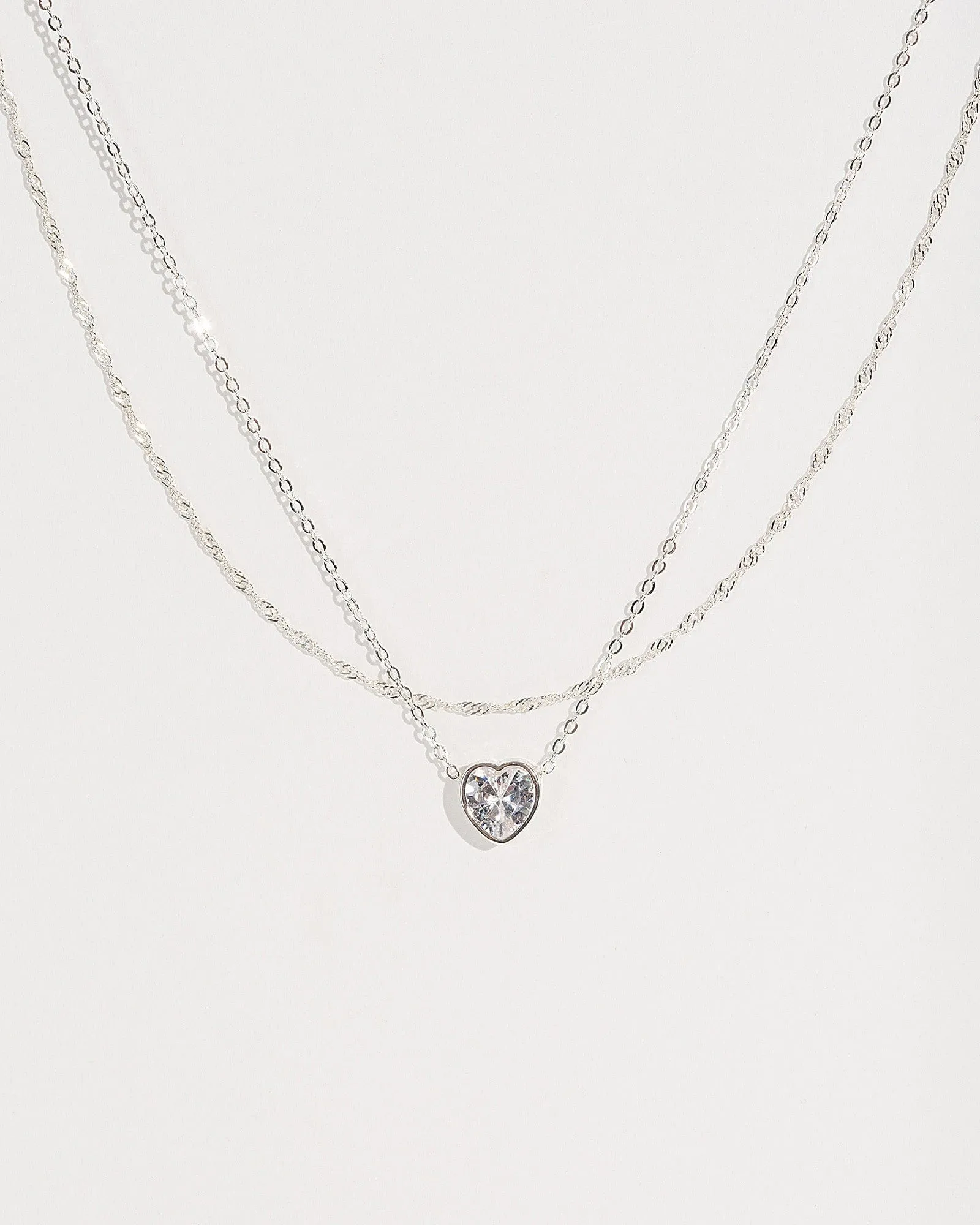 Silver Cubic Zirconia Fine Heart Necklace sold by Collete Hayman