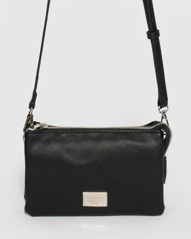 Black Triple Pocket Crossbody Bag sold by Collete Hayman