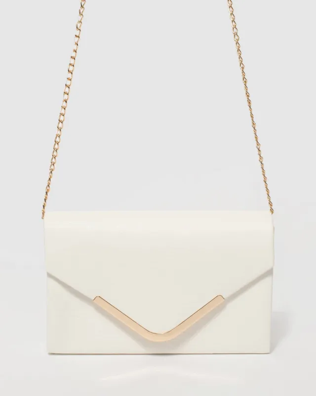 White Lila Envelope Clutch Bag sold by Collete Hayman