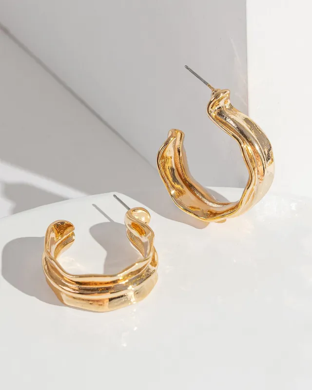 Gold Textured Hoop Earrings sold by Collete Hayman