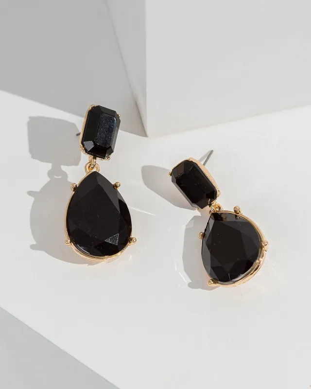 Black Crystal Cluster Drop Earrings sold by Collete Hayman