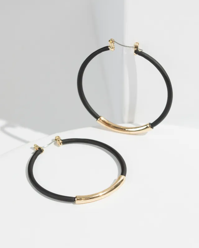 Black Painted And Metal Hoop Earrings sold by Collete Hayman