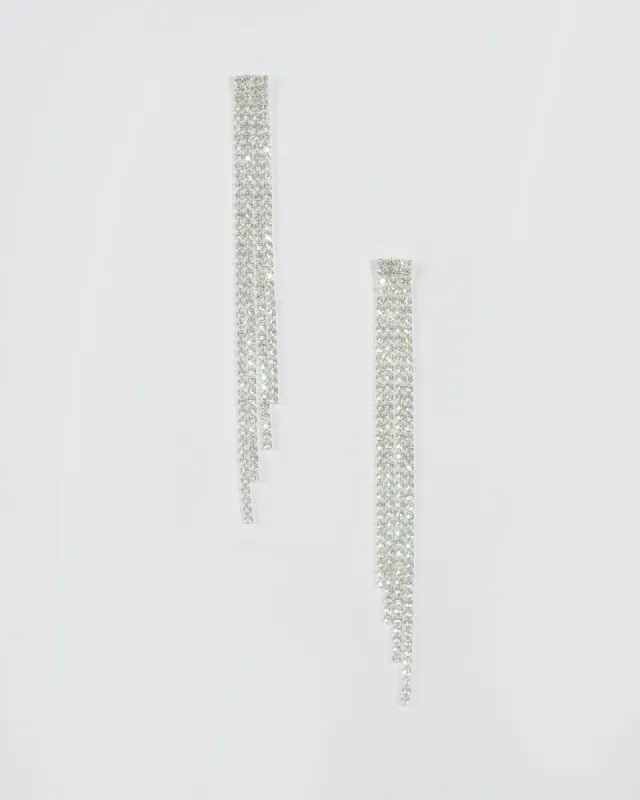 Silver Diamante Cup Chain Tassel Earrings sold by Collete Hayman