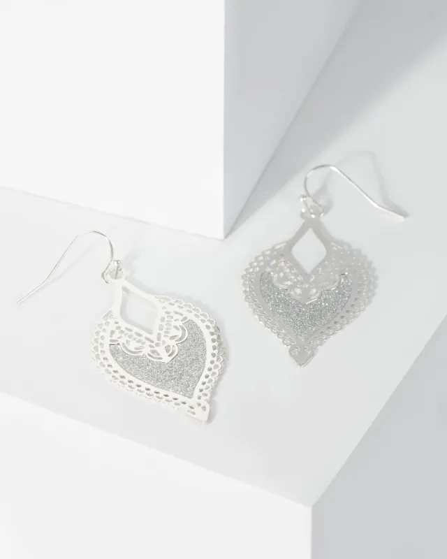 Silver Painted Filigree Drop Earrings sold by Collete Hayman