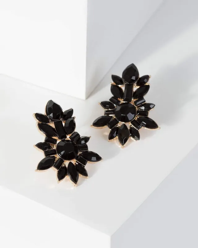 Black Crystal Cluster Stud Earrings sold by Collete Hayman