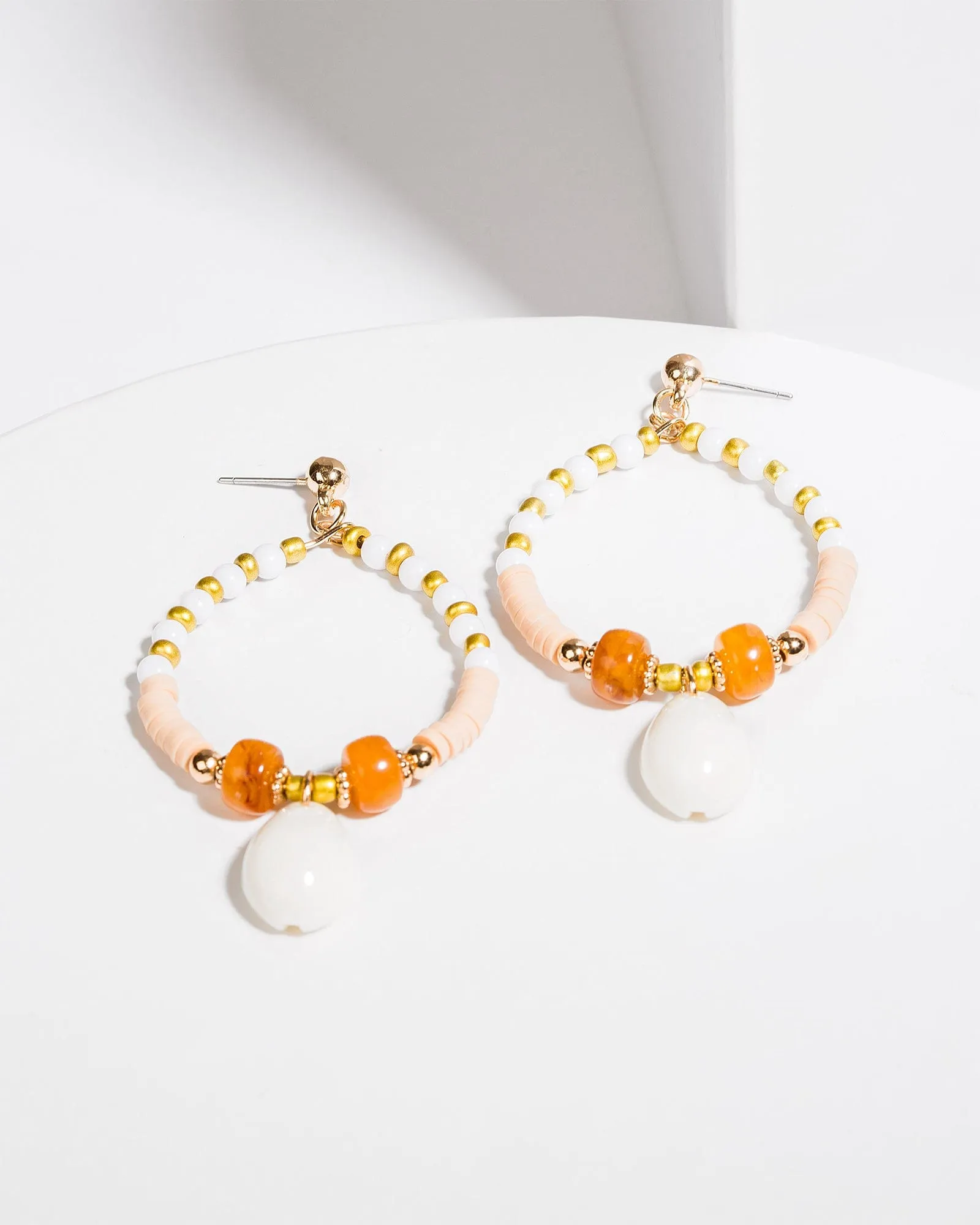 White Beaded Coastal Drop Earrings sold by Collete Hayman