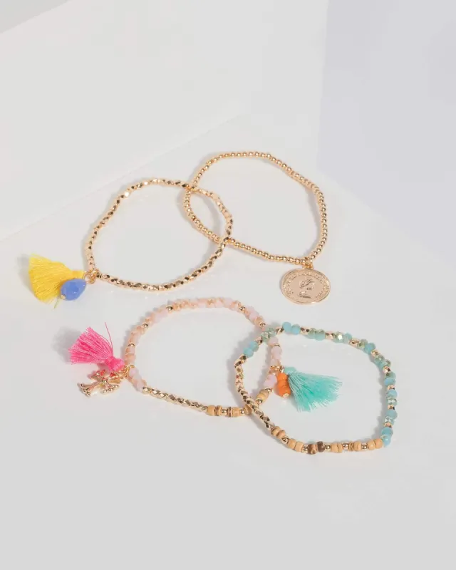 Multi Beaded Tassel and Charm Bracelet sold by Collete Hayman