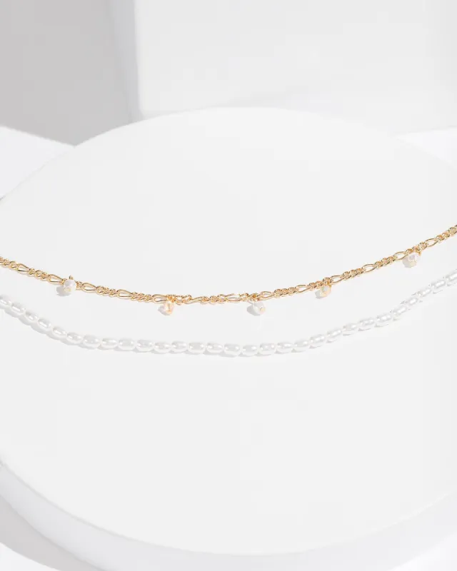 White Layered Pearls Anklet sold by Collete Hayman