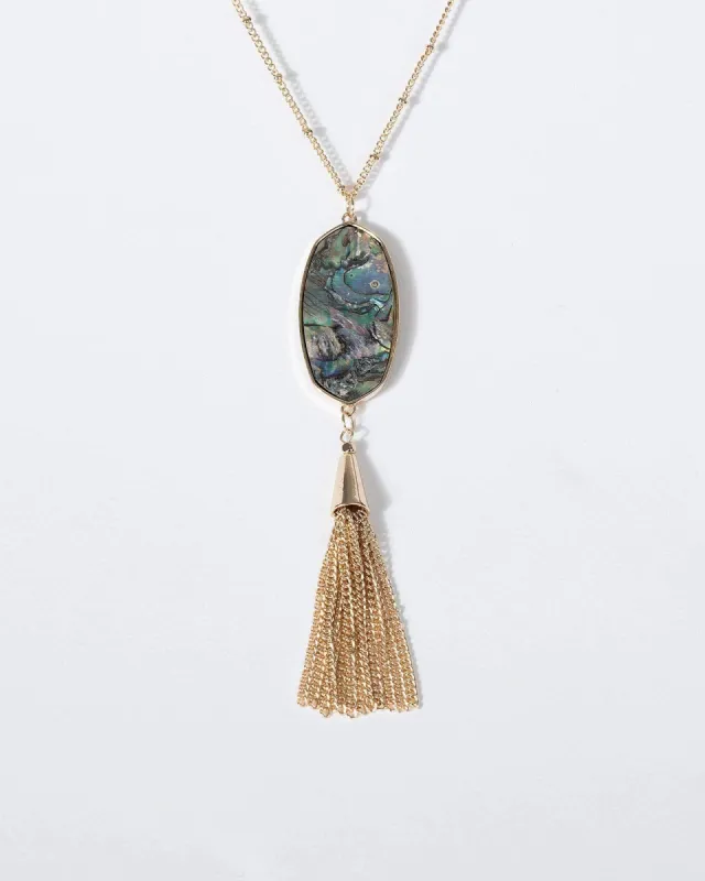 Multi Colour Pendant And Tassel Chain Detail Necklace sold by Collete Hayman