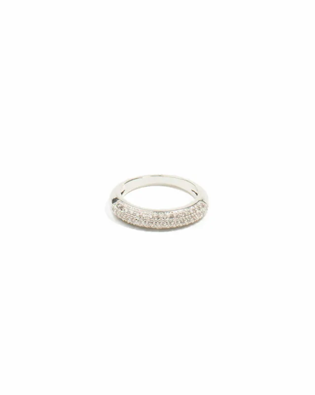 Diamante Pave Stone Silver Band Ring - Large sold by Collete Hayman