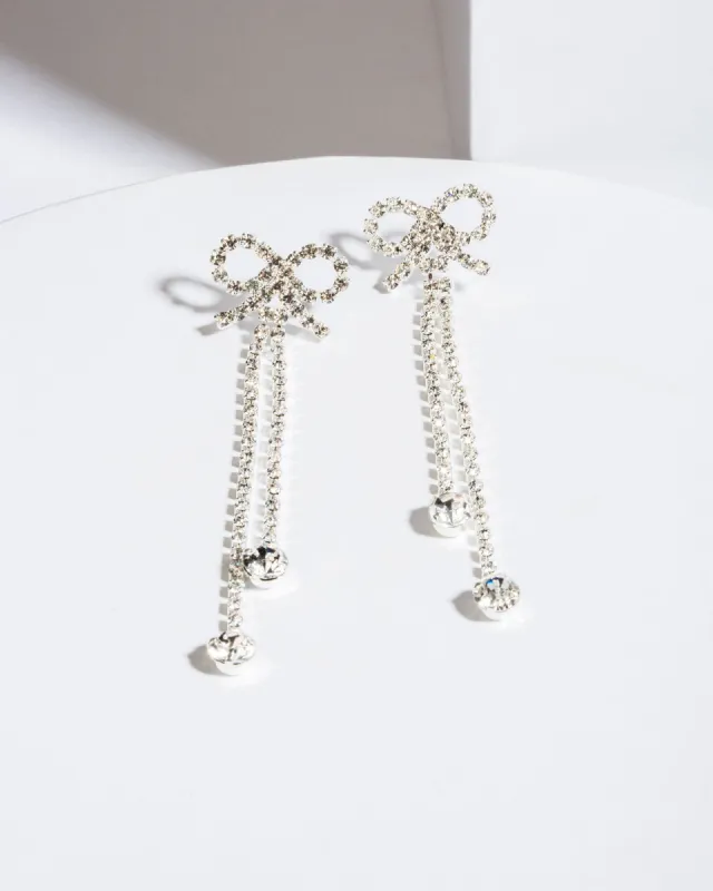 Crystal Bow Double Row Drop Earrings sold by Collete Hayman