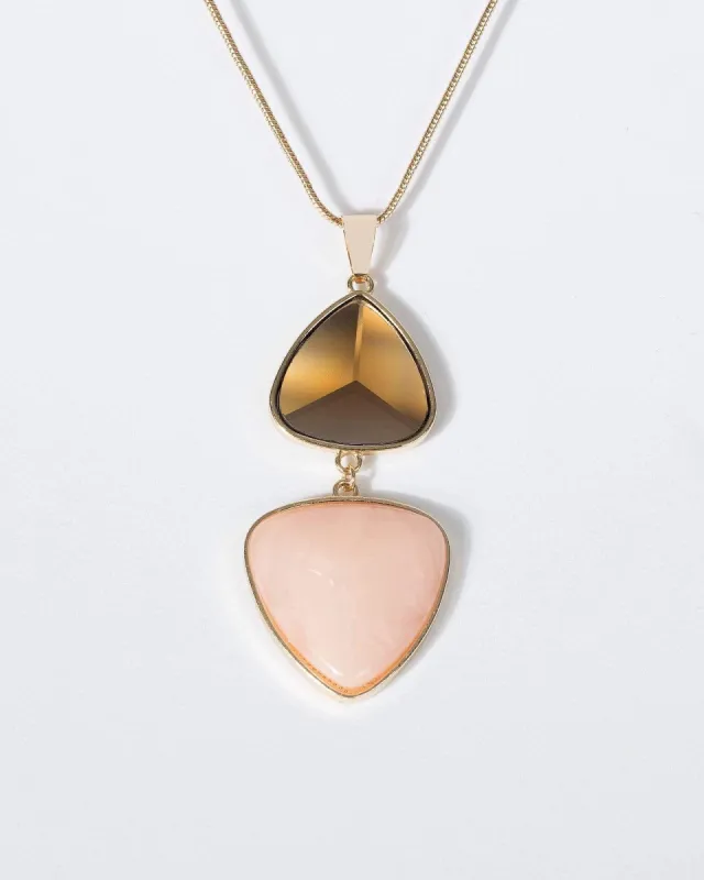 Gold Double Traingle Crystal Stone Necklace sold by Collete Hayman