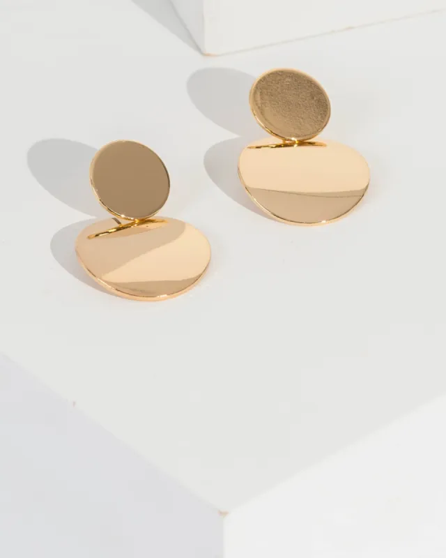 Gold Double Disc Drop Earrings sold by Collete Hayman