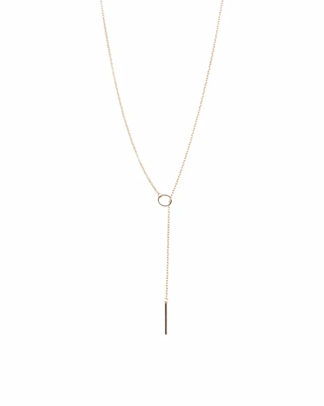 Rose Gold Tone Circle Bar Lariat Fine Necklace sold by Collete Hayman