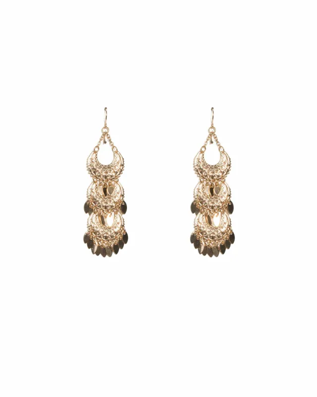 Gold Tone Metal Filigree Drop Earrings sold by Collete Hayman
