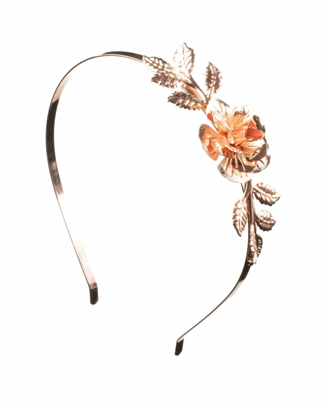 Rose Gold Metal Floral Headband sold by Collete Hayman