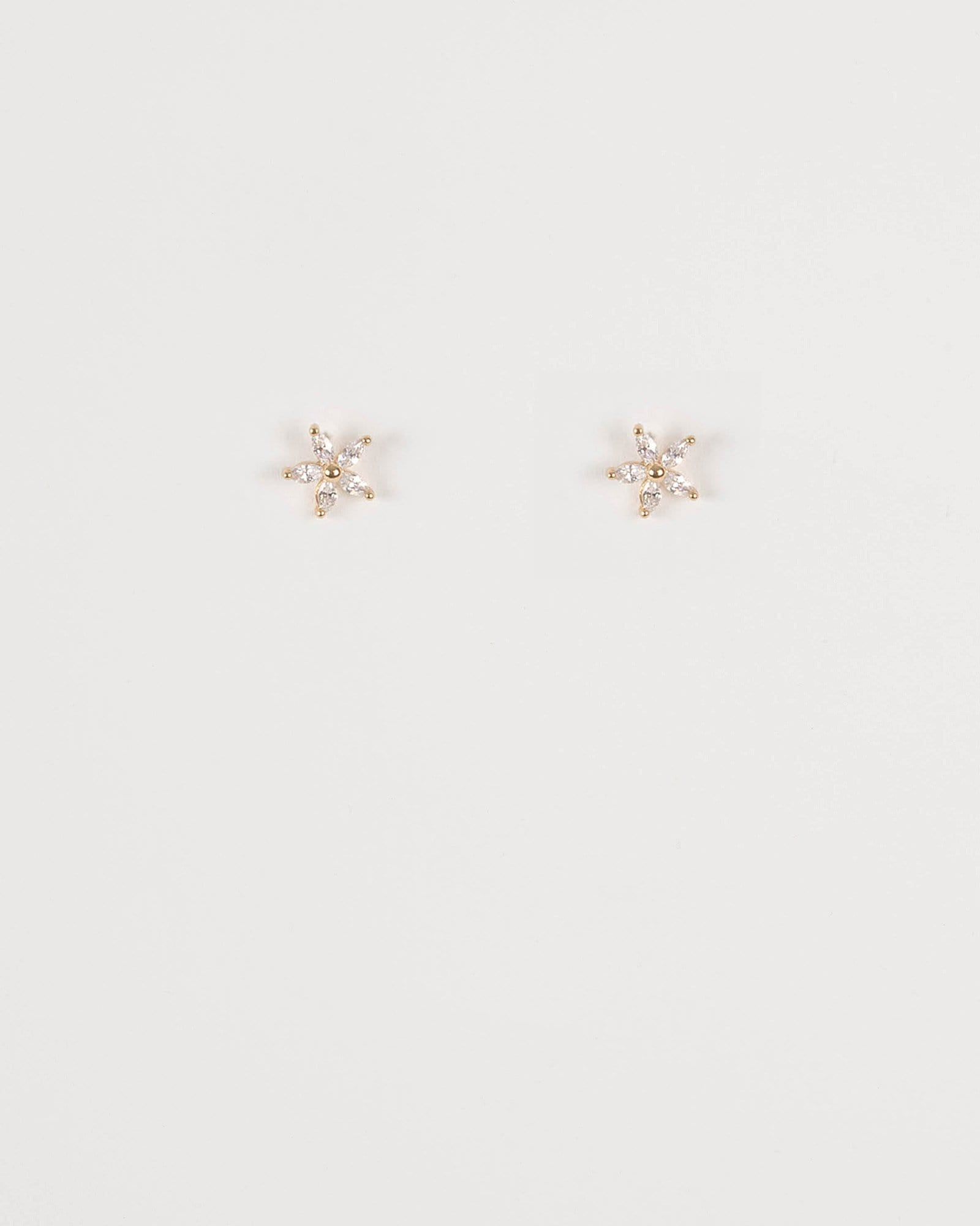 Gold Plated Cubic Zirconia Flower Stud Earrings sold by Collete Hayman