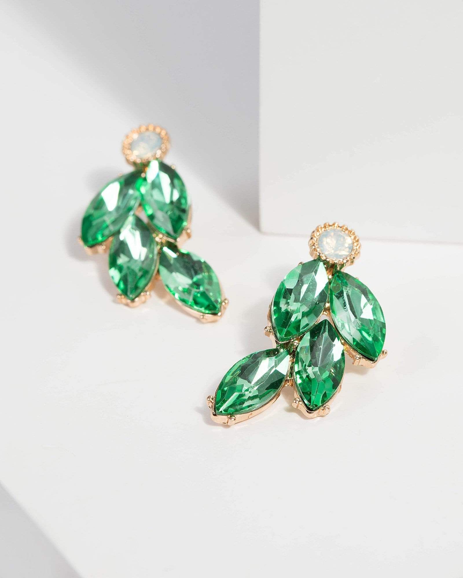 Green Crystal Stud Drop Earrings sold by Collete Hayman