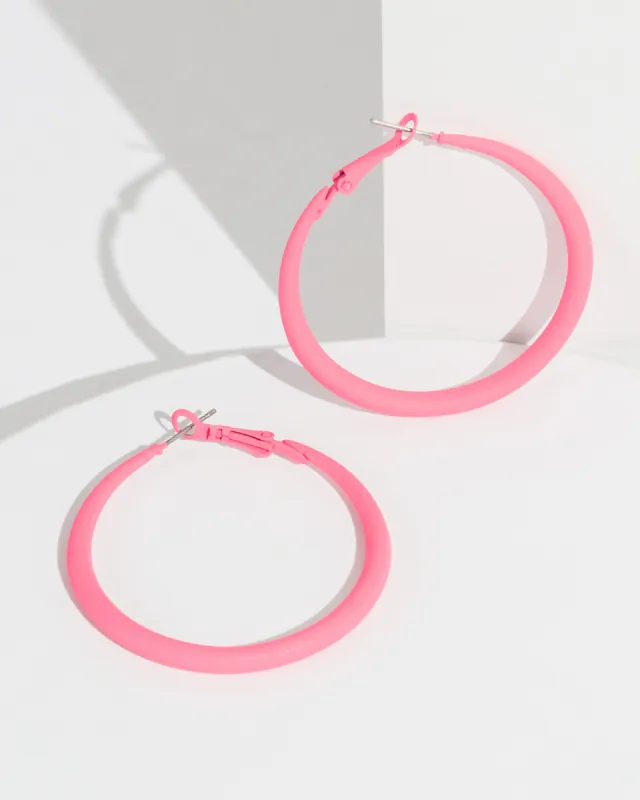 Pink Matte Coated Hoop Earrings sold by Collete Hayman