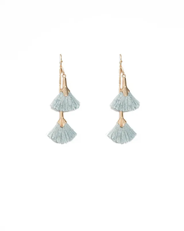Drop Fan Blue Tassel Earrings sold by Collete Hayman