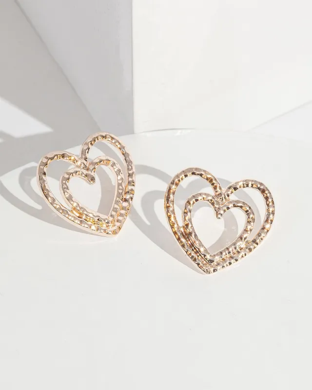 Rose Gold Heart Outline Stud Earrings sold by Collete Hayman