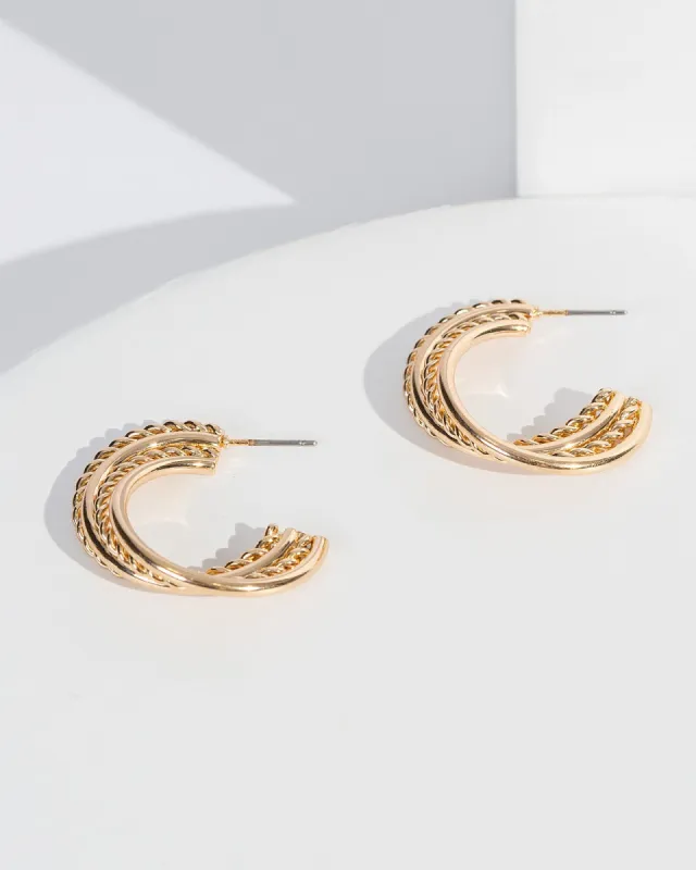 Gold Metal Twisted Detail Hoop Earrings sold by Collete Hayman