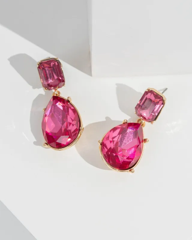 Pink Crystal Cluster Drop Earrings sold by Collete Hayman