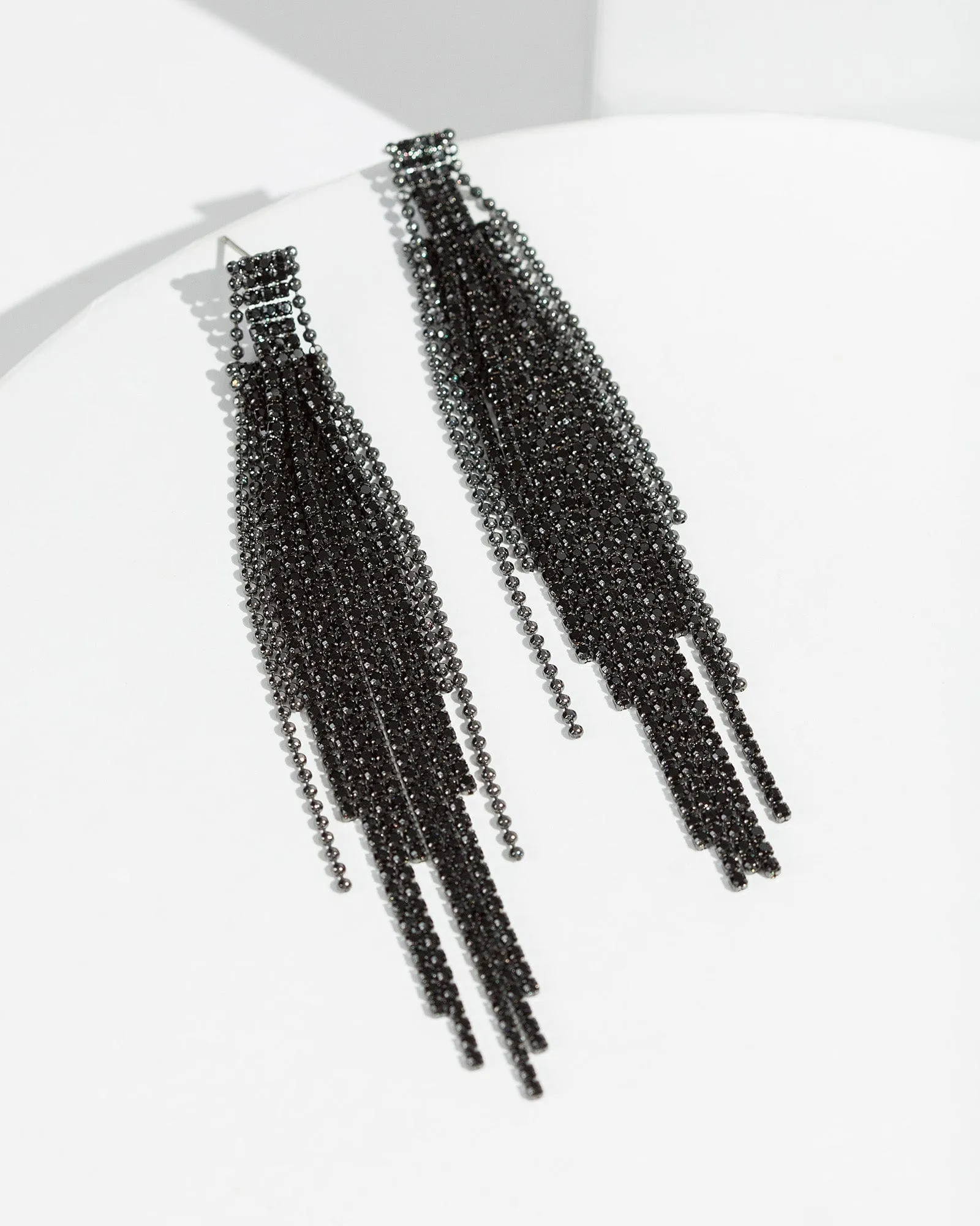 Black Crystal Slim Drop Earrings sold by Collete Hayman