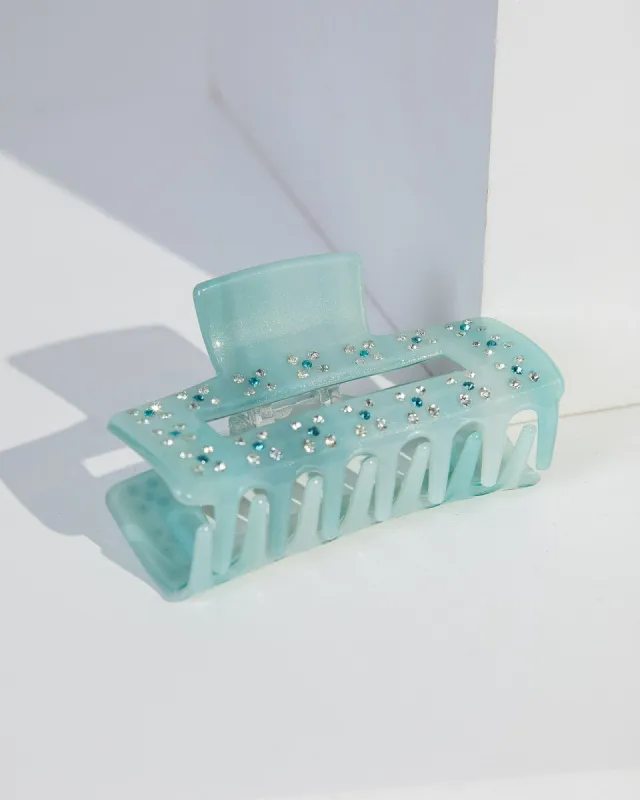 Blue Small Crystal Detail Rectangle Claw Clip sold by Collete Hayman