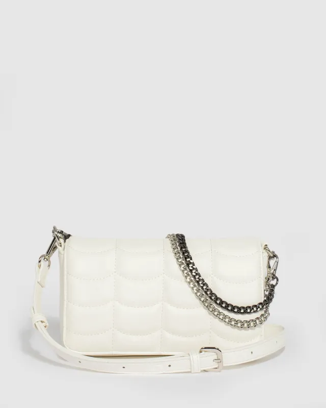 White Vivica Quilt Crossbody Bag sold by Collete Hayman
