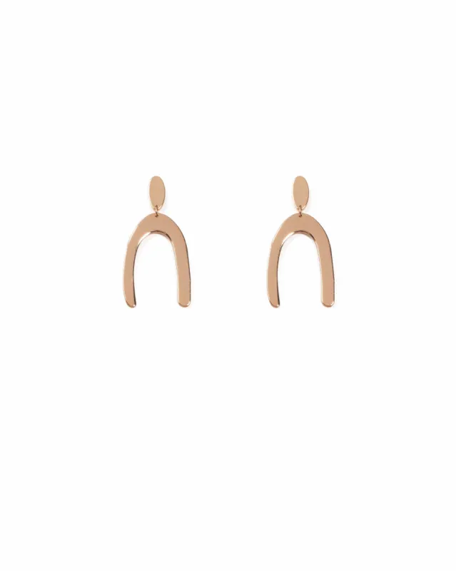 Gold Tone Metal Geometric Shape Drop Earrings sold by Collete Hayman
