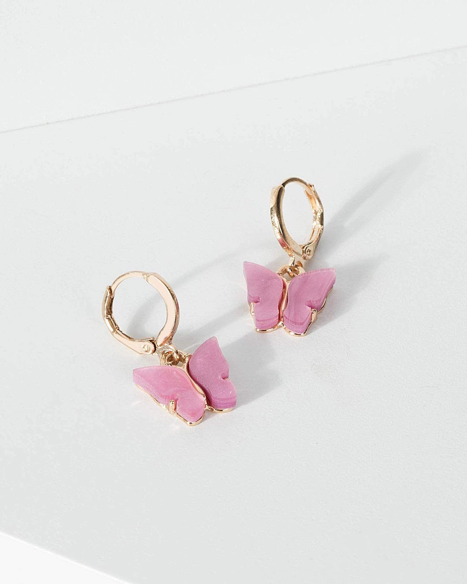 Pink Butterfly Huggie Hoop Earrings sold by Collete Hayman