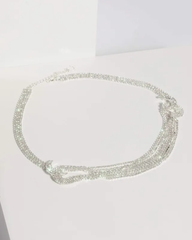 Silver Diamante Layered Short Necklace sold by Collete Hayman
