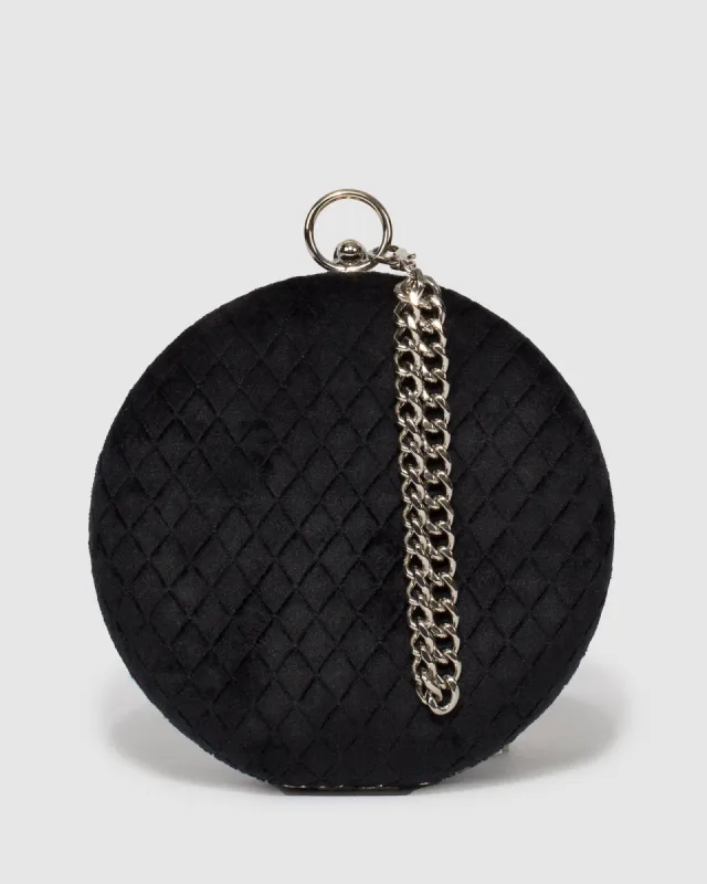 Black Yuki Round Clutch Bag sold by Collete Hayman