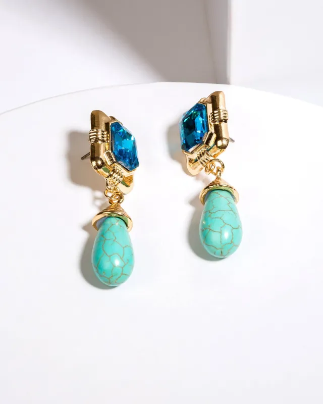 Blue Crystal Framed Drop Earrings sold by Collete Hayman