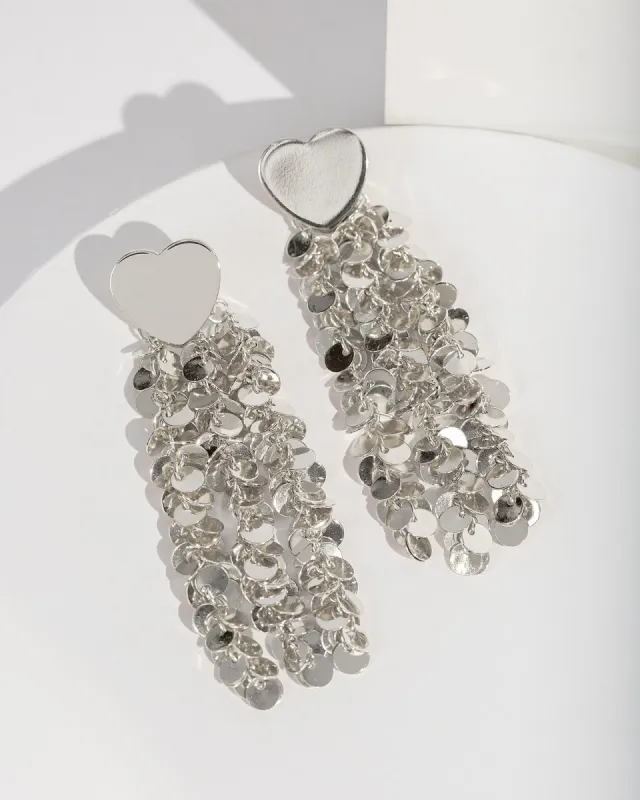 Silver Dangle Heart Stud Earrings sold by Collete Hayman